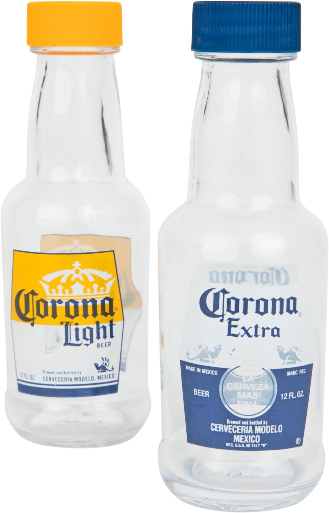 Corona Mini 2 oz Glass Replica Bottle Salt and Pepper Shakers