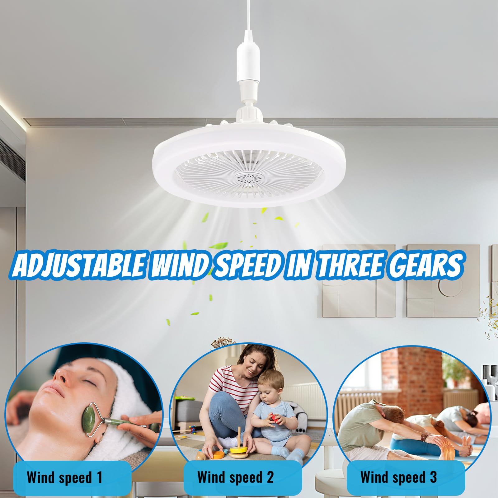 Lampadario Ventilatore da Soffitto, Lampadario VentolaconLuce, LED Ventola Soffitto con Luce E27, Lampada Ventilatore da Soffitto con Telecomando, Ventilatori da Soffitto con Luce