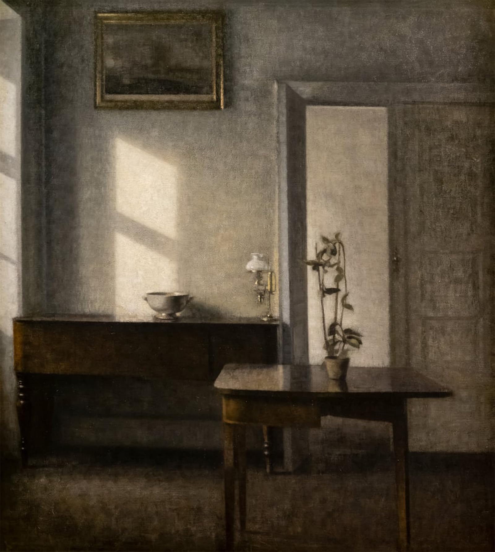 POSTERIIk Vintage Art Print Images Pictures Print Interior with a Flower Port Bredgade by Vilhelm Hammershoi Modern Colour Posters for Office Home Decor 60x90cm