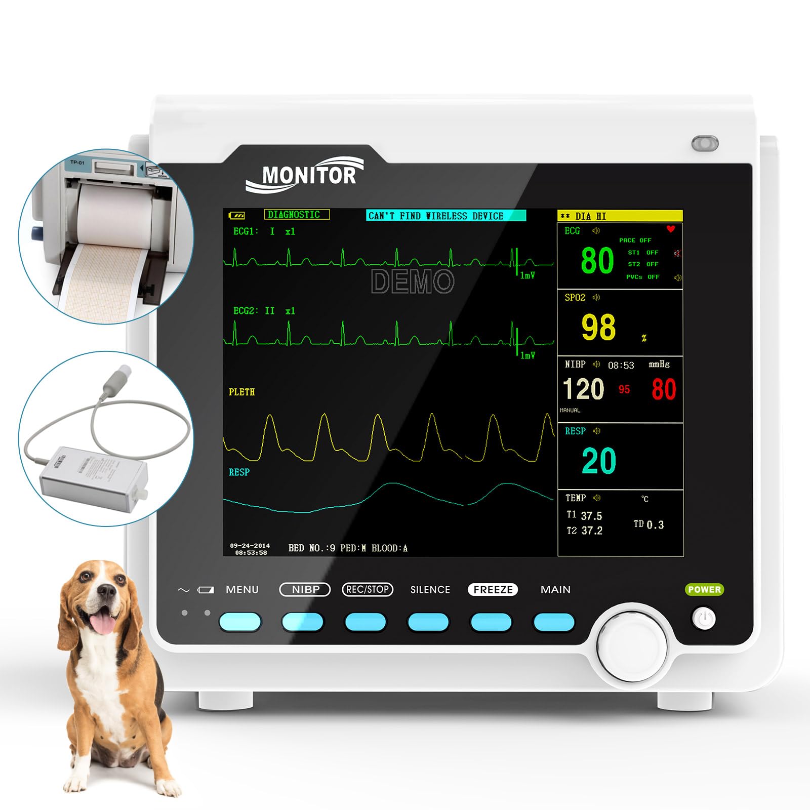 Amazon.co.jp: CONTEC 獣医患者モニター マルチ6パラメータモニター 