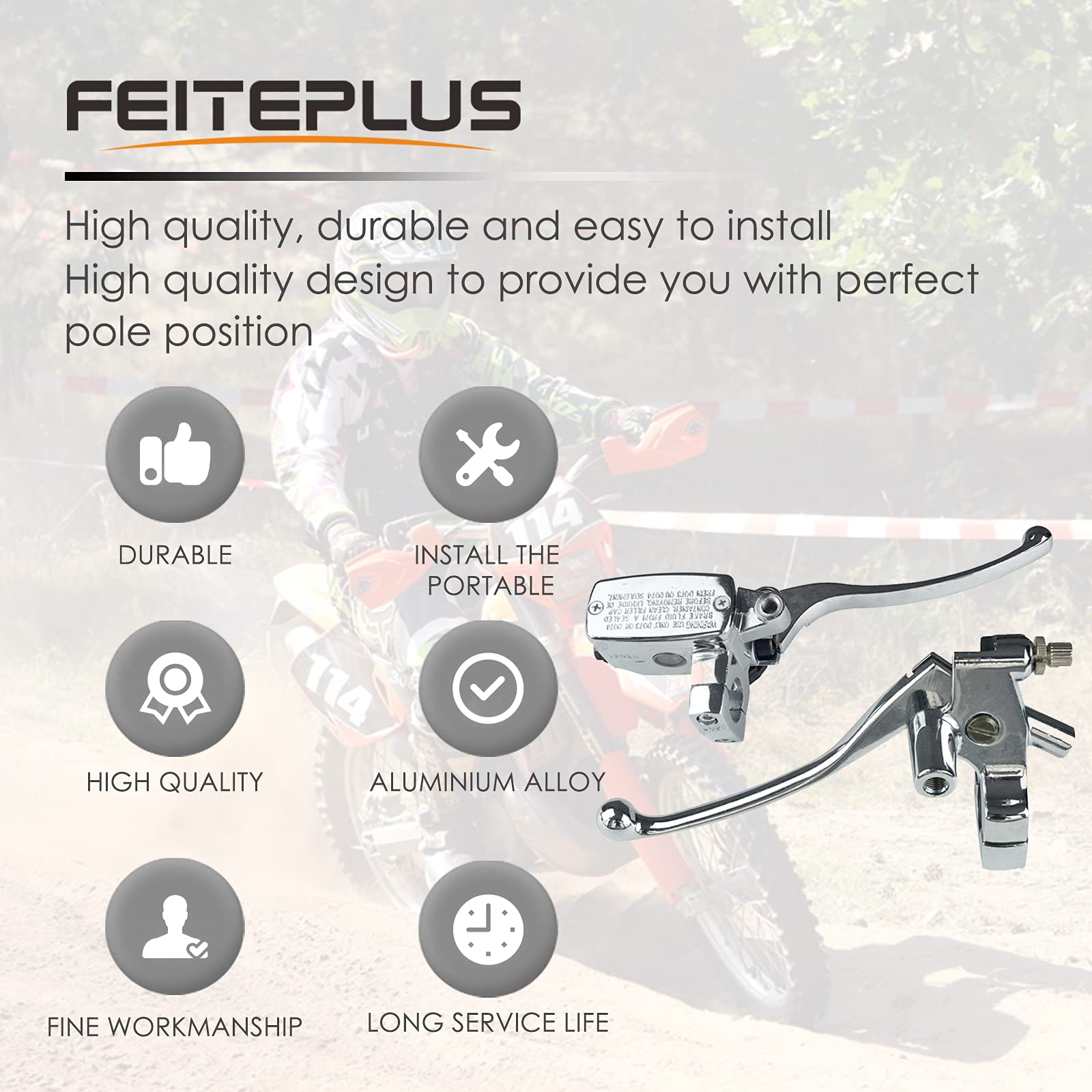 Feiteplus 25 mm Chrom Motorrad ATV Lenker Bremse Hauptzylinder Kupplungshebel links & rechts Set