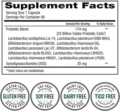 Miniatura 2 de Tru Nature - Probióticos diarios para mujer, 90 cápsulas, 25 mil millones de células, probióticos vegetarianos para la salud digestiva, 90 unidades,