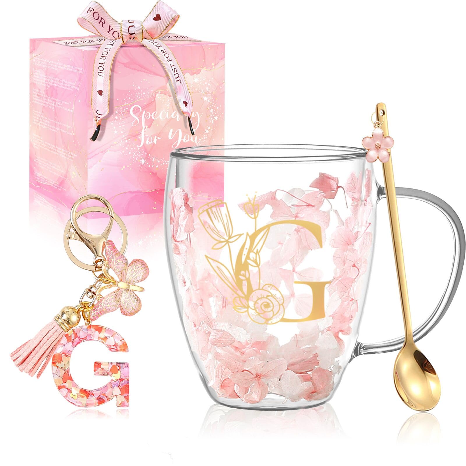 Birthday Gifts for Women Unique Glass Coffee Mugs Friendship Gifts for Women Espresso Tea Cups Personalised Leaving Gift Cute Double Walled Glass Mugs Valentines Day Christmas Presents for Girlfriend — image 1