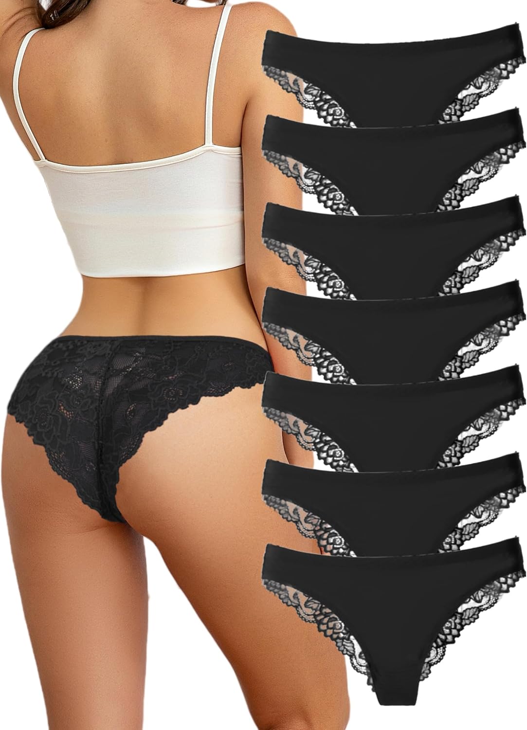 Cinvik Lace Bikini Underwear for Women Silk Panties Sexy Lingerie Sexy Panties Seamless Comfortable Colorful Female Pack