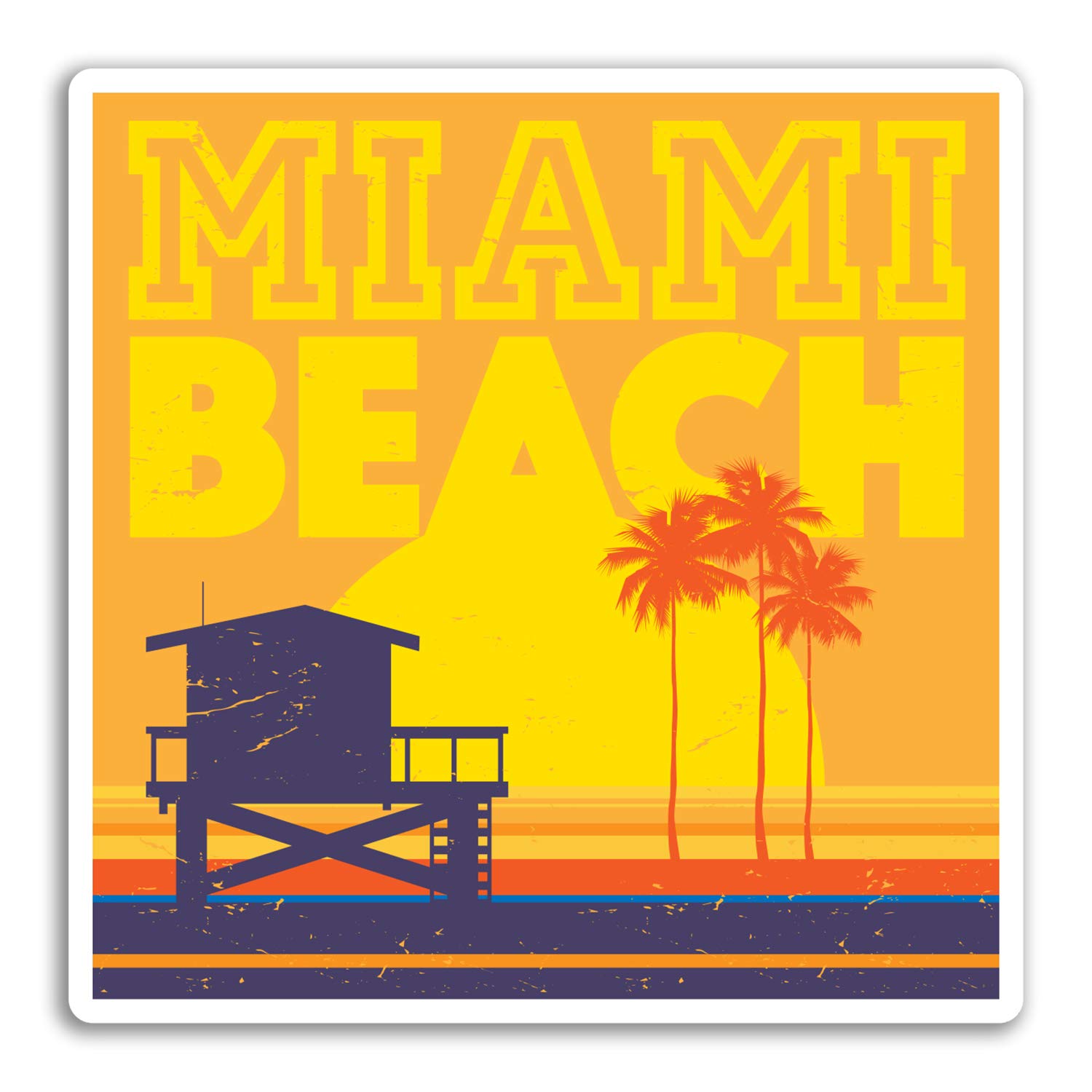 Destinationvinyl Multi 2 X 10Cm Miami Beach Usa Vinyl Stickers - Sticker Car Luggage Travel #19233 (10Cm Wide)