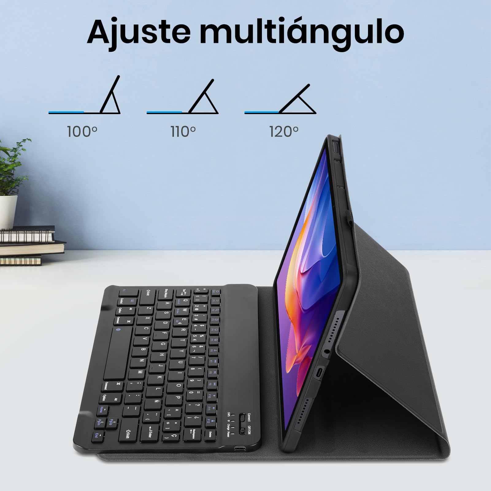 Funda con Teclado para Xiaomi Redmi Pad 2 / Redmi Pad SE 11" 2023 | Teclado Bluetooth magnético desmontable con Español Ñ, funda con portalápices, para Xiaomi Redmi Pad 2 11" 2025 Negro