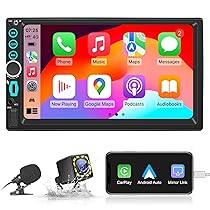 (Aggiornamento) CarPlay&Android Auto Autoradio 2 Din,Ricevitore multimediale digitale da 7 pollici,Doppia radio DIN con schermo,Telecamera posteriore,Mirror link,FM, Phone GPS Navi (WIRELESS CARPLAY)