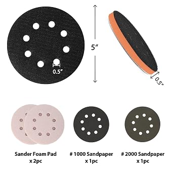 S&F STEAD & FAST Orbital Sander Foam Pad 5 Inch, 2Pcs