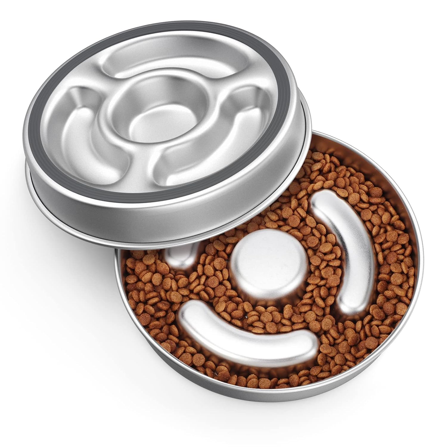 AIPERRO Slow Feeder Dog Bowl Stainless Steel, 2 Cups Metal Non-Slip Dog Food Bowls, Dog Water Bowl for Small & Medium Sized Dogs, Fun Bloat Stop Pet Bowl for Fast Eaters, Slows Down Pets Eating AIPERRO Slow Feeder Dog Bowl Stainless Steel, 2 Cups Metal Non-Slip Dog Food Bowls, Dog Water Bowl for Small & Medium Sized Dogs, Fun Bloat Stop Pet Bowl for Fast Eaters, Slows Down Pets Eating