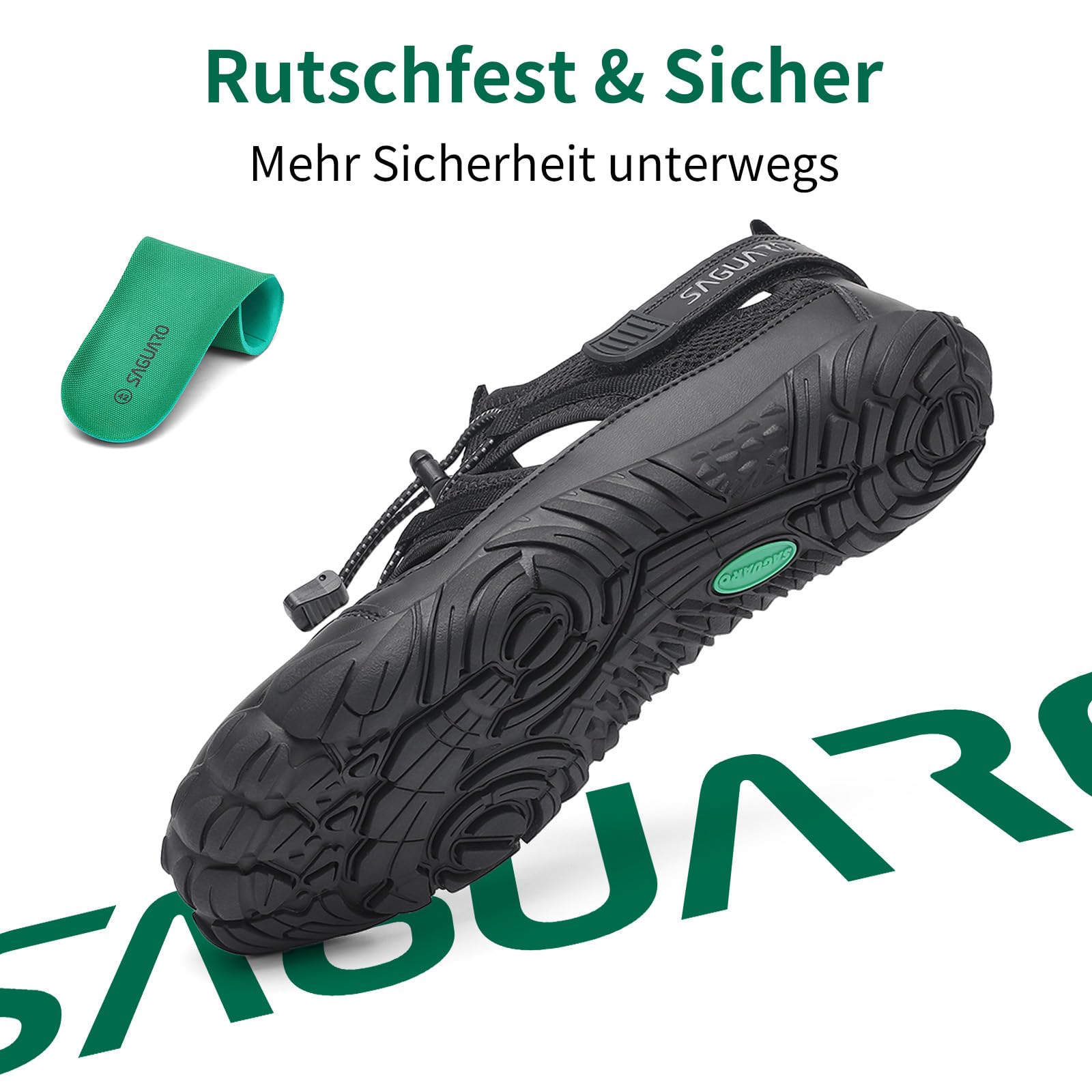 SAGUARO Unisex Barfuß Sandalen Outdoor Geschlossene Wandersandalen mit Breiter Zehenbox und Zero-Drop Solhe,Gr.36-48