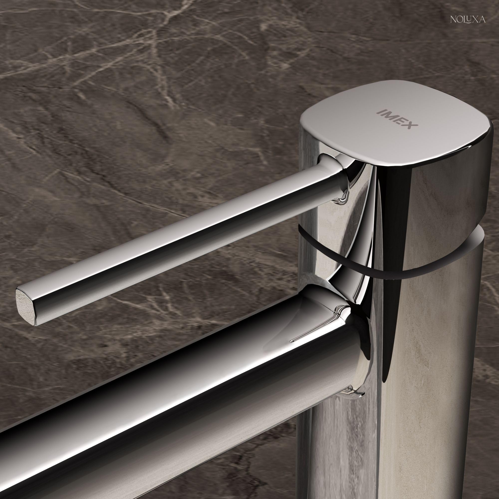 IMEX - Grifo Lavabo Níquel Caño Alto | Grifo para Lavabo de Baño con Agua Fría y Caliente | Grifería Monomando Efeto Cascada con Caño de Latón | Ahorro de Agua | Serie Toscana | Color Níquel Cepillado