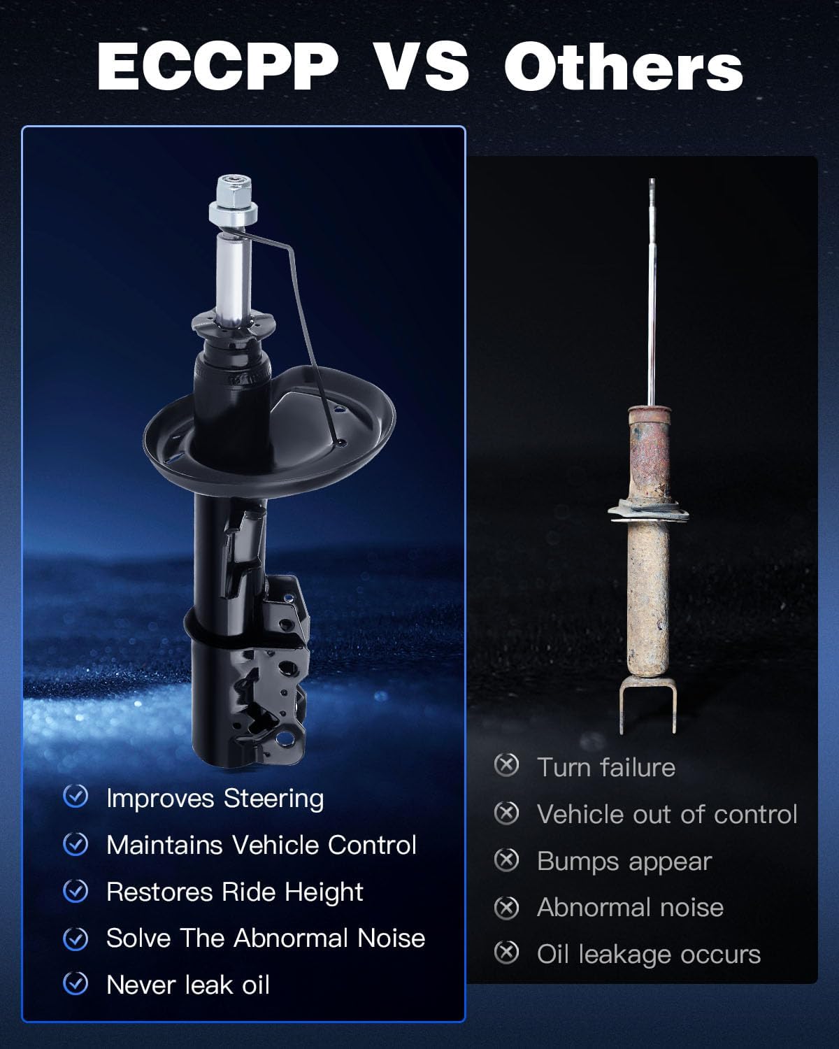 Front Shocks,ECCPP Shocks Absorbers Kits Fits 2005 2006 2007 2008 2009 2010 for Chevy Cobalt, 2006 2007 2008 2009 2010 2011 for Chevy HHR,2007 08 09 for Pontiac G5 339084 339085 Auto Shocks(Set of 2)