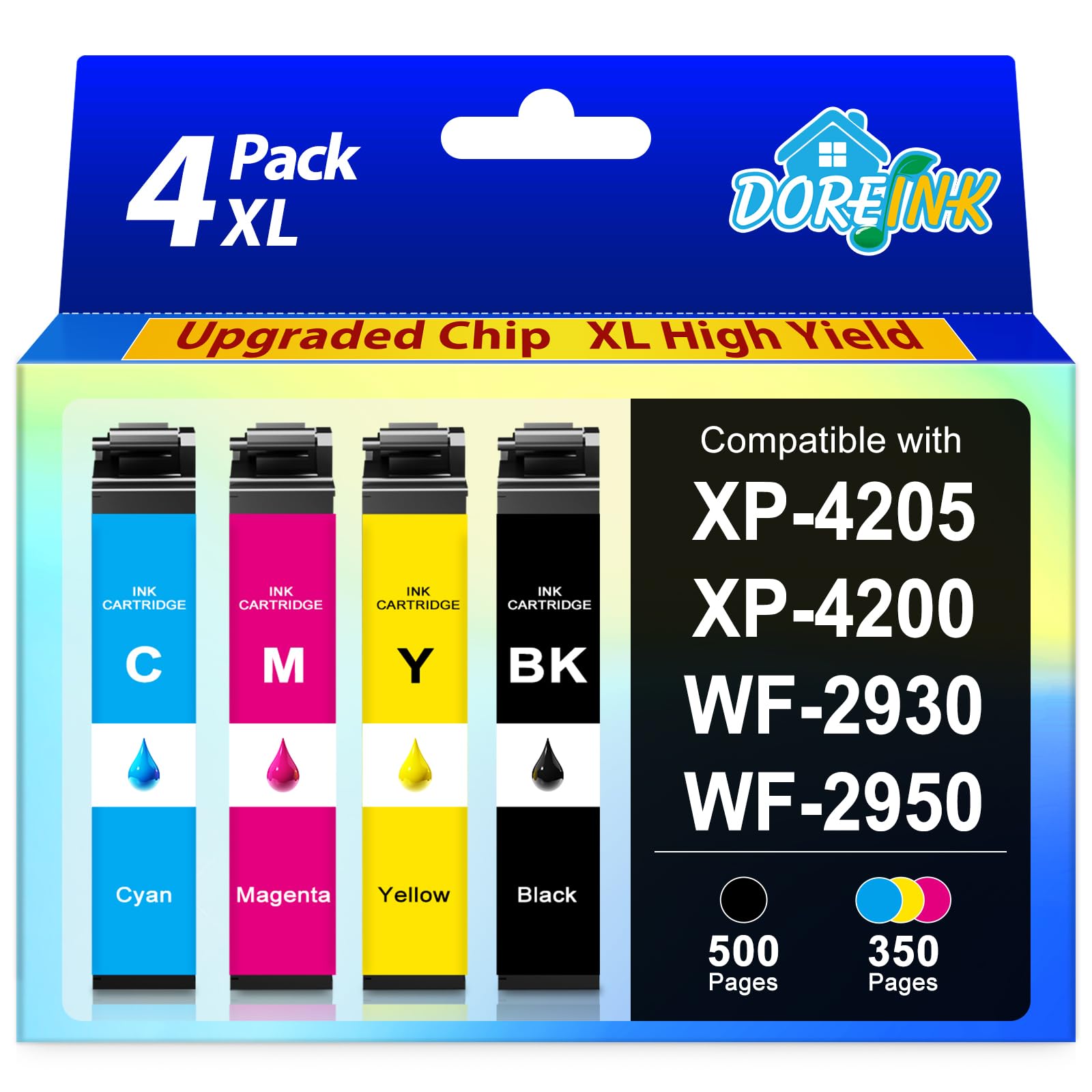 Photo 1 of DOREINK 232XL Ink Cartridge Remanufactured for 232XL 232 XLCombo Pack Compatible with WF-2930 WF-2950 XP-4200 XP-4205 Printers, Black Cyan Magenta Yellow 4 Pack