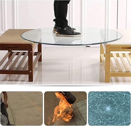 Miniatura 2 de V3VOGUE Tablero redondo de vidrio de 14 pulgadas, 30 pulgadas, 40 pulgadas, protector de mesa transparente redondo para mesa de comedor, superficie
