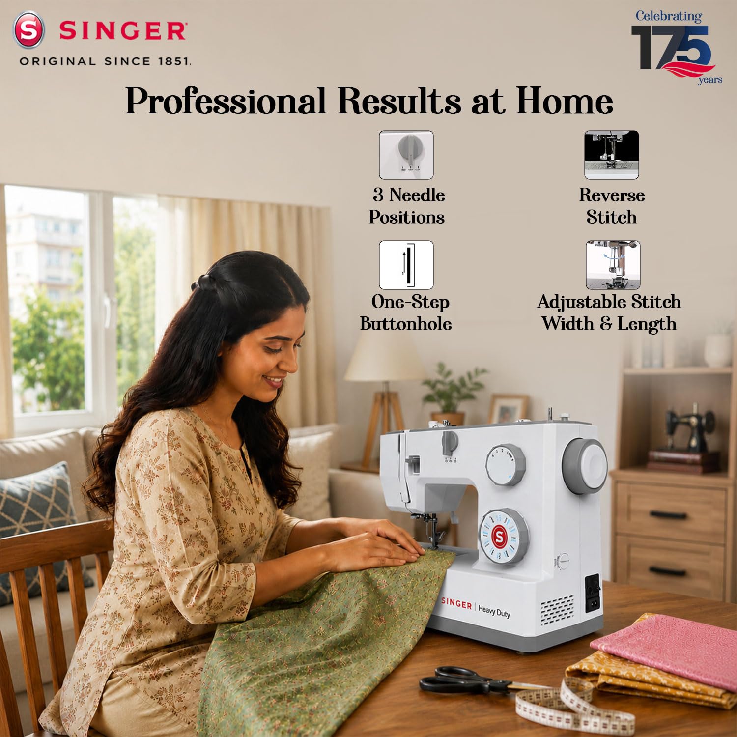 SINGER HD 4323 BLDC Sewing Machine Electric | 23 Built-In Stitches | 58 Stitch Functions | 1-Step Buttonhole | Adjustable Width (6mm) & Length | LED Light | Automatic Bobbin Winding | Easy Stitch Dial — Amazon image 9