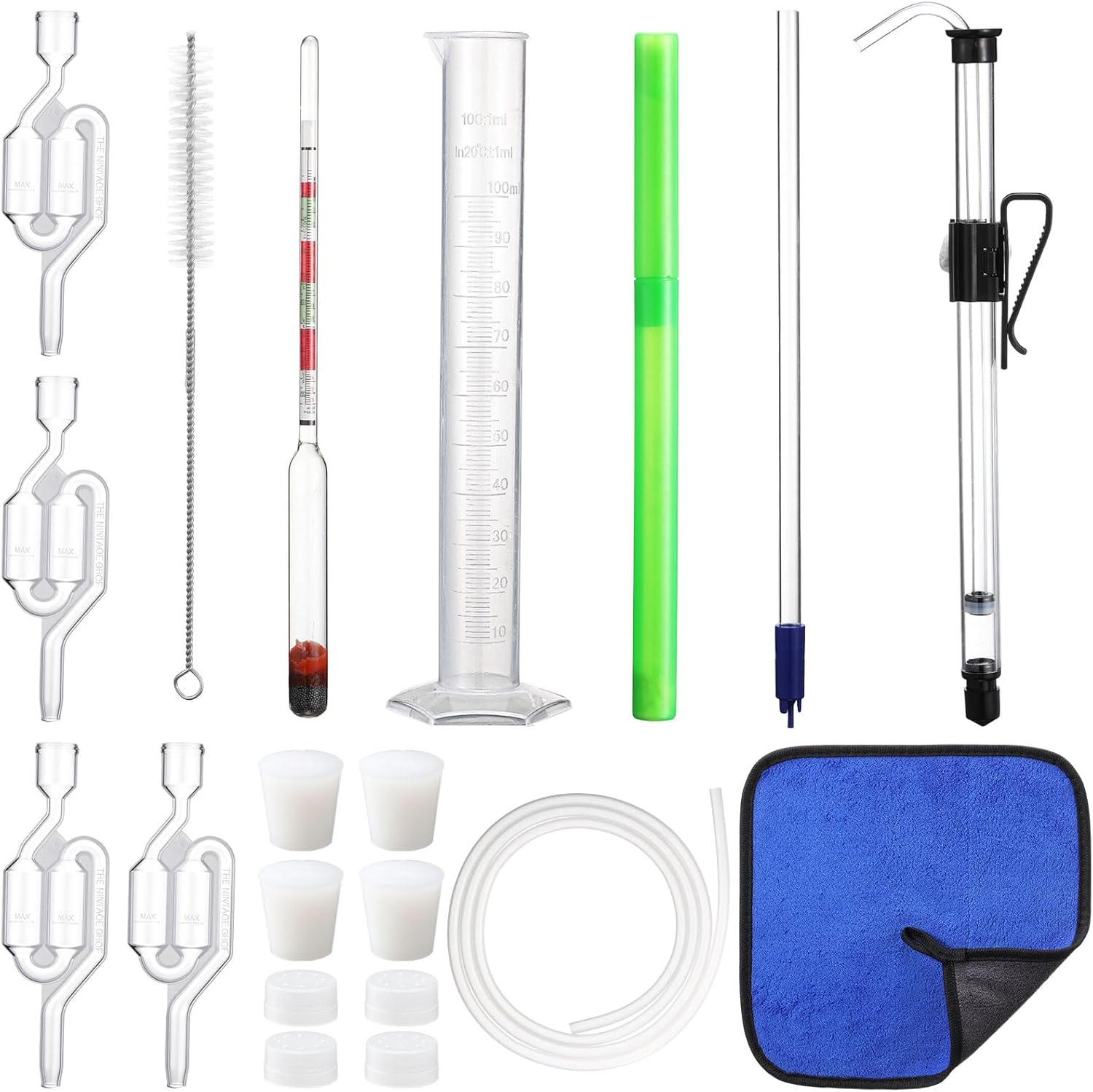 LemonRoad Wine Siphon Kit, Siphon for Wine Makings with Auto Pump, Tubing, Bottling Wand, 4 Airlocks & 4 Stoppers, for Small Batch Beer Kombucha Mead Home Brewing Equipment