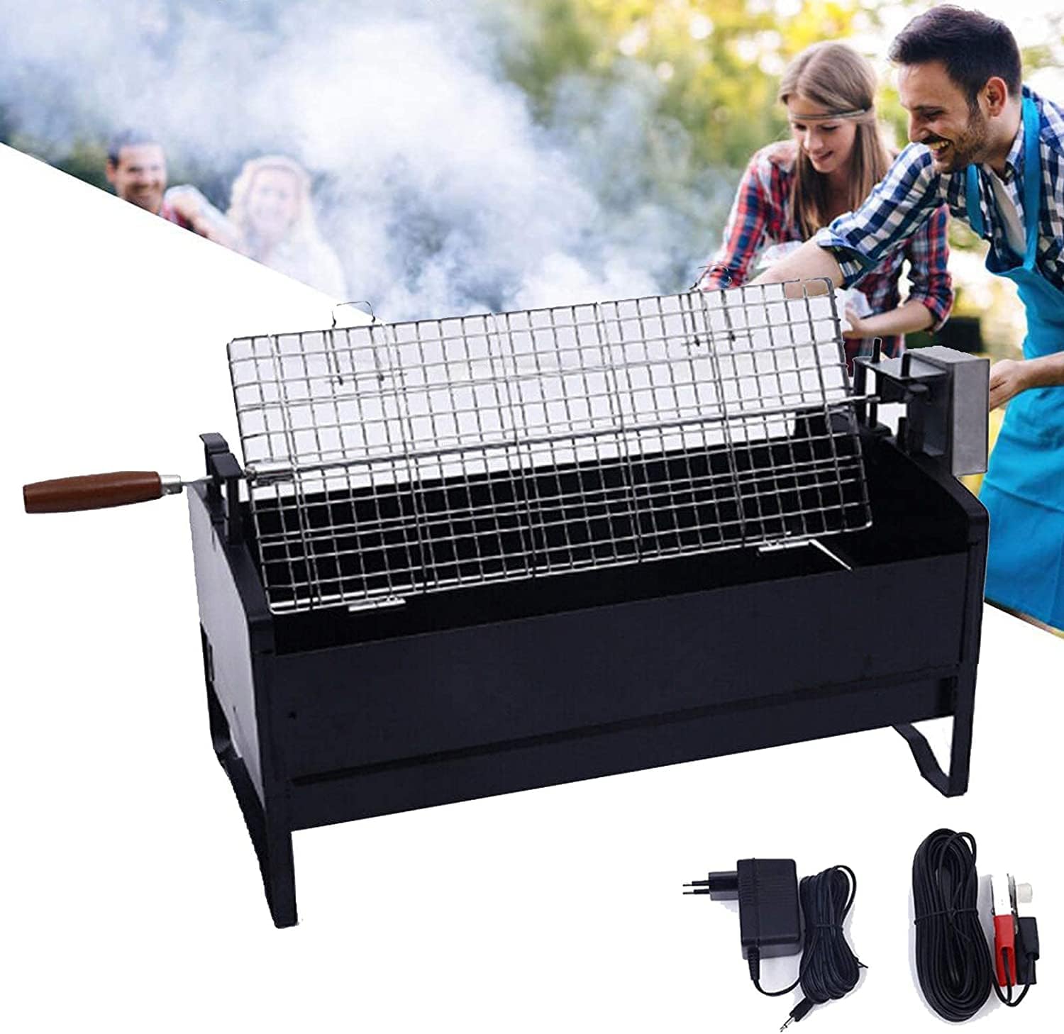 Universal BBQ Rotisserie Kit Stainless Steel Folding BBQ Charcoal Grill