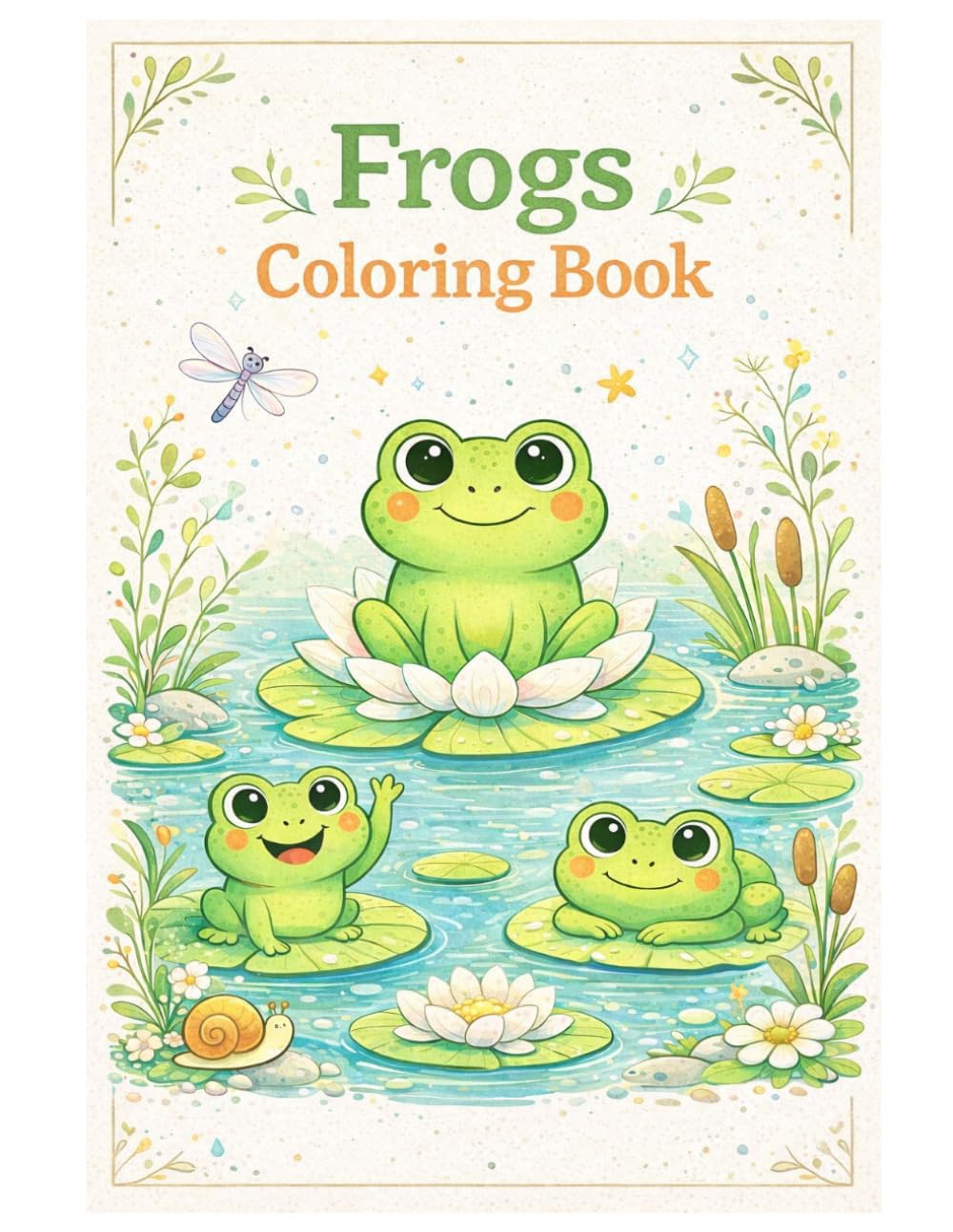 Frogs Coloring Book: 50 Cute Frog Coloring Pages with Pond, Water Lily and Nature Scenes for Kids, Teens and Adults
