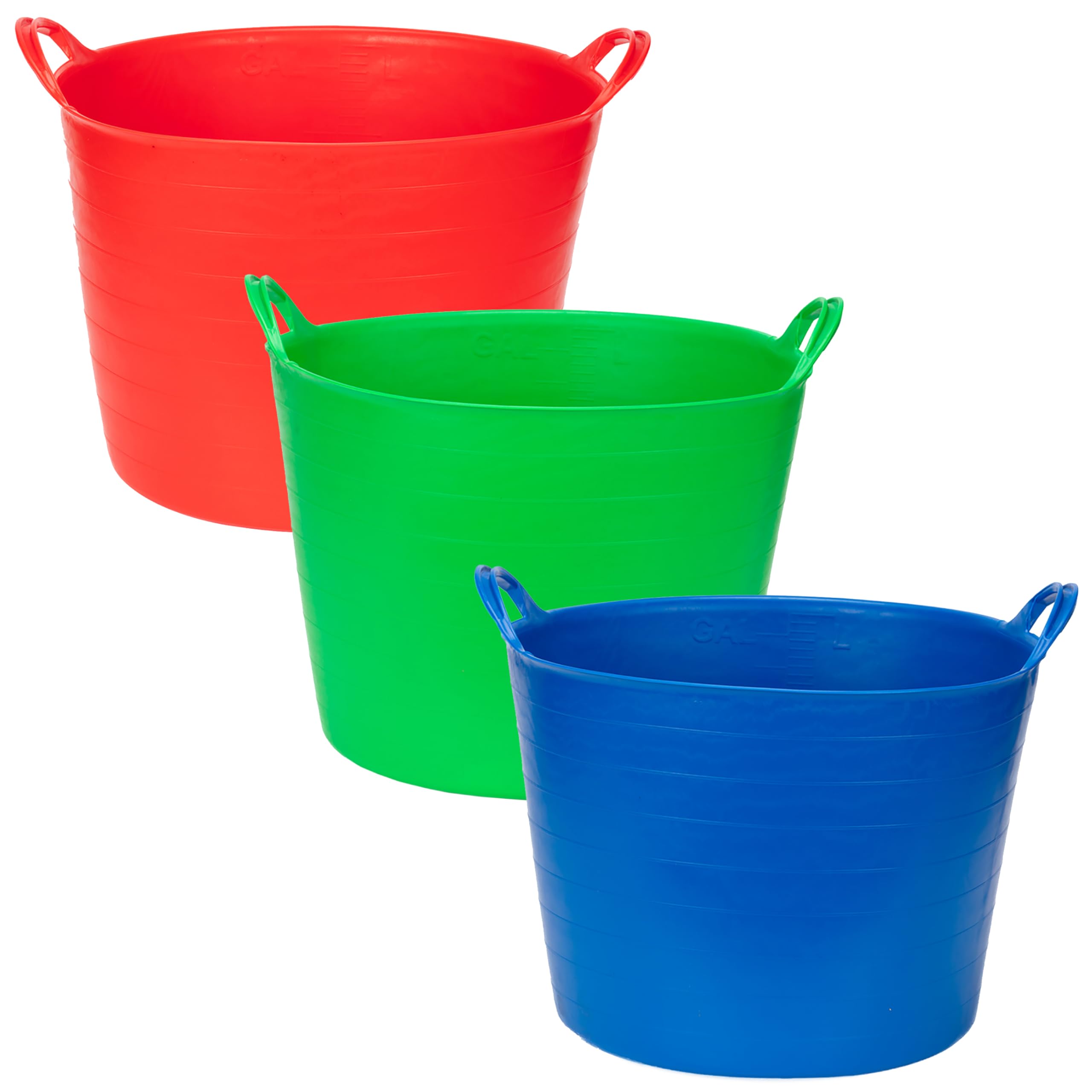Amtech - Paquete de 3 tinas Flexibles para Transportar Agua, Tierra, Ladrillos, alimentación de Animales y más, Asas reforzadas superfuertes, duraderas y duraderas, Resistentes, Resistentes al frío