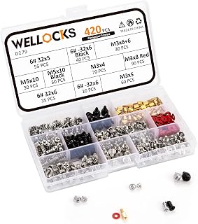 WELLOCKS Computer Standoffs Screws 420 pcs Basic PC Screws Accessories Kit for HDD Hard Drive Case Fan Power Card Graphics Chassis CD-ROM Motherboard for Replacement DIY Installation(D279)