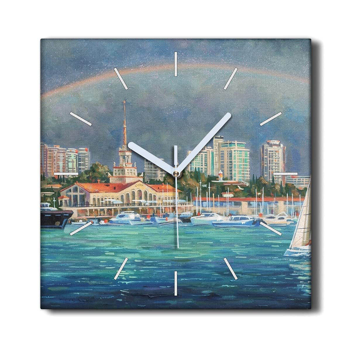 Horloge sur Toile Sans Tic-Tac Coloray 30x30cm Silencieuse pour Salon