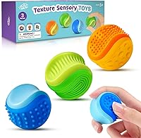 SMALLFISH 3-Pack Double-Sided Textured Fidget Stress Balls - Sensory Toys for Autism Kids Adults, Quiet Anxiety Relief Classroom Office Fidgets