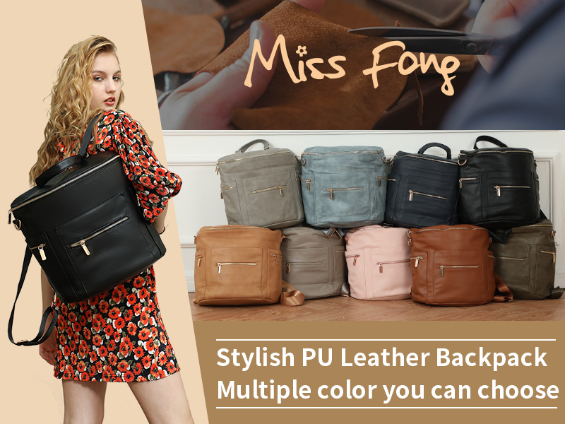 miss fong Diaper Bag Backpack Baby Diaper Bag, Large Leather Diaper Backpack with 16 Pockets Travel Diaper Bag with Diaper Changing Pad, Stroller Straps & 2 Insulated Pockets(Convertible, Black) : Baby