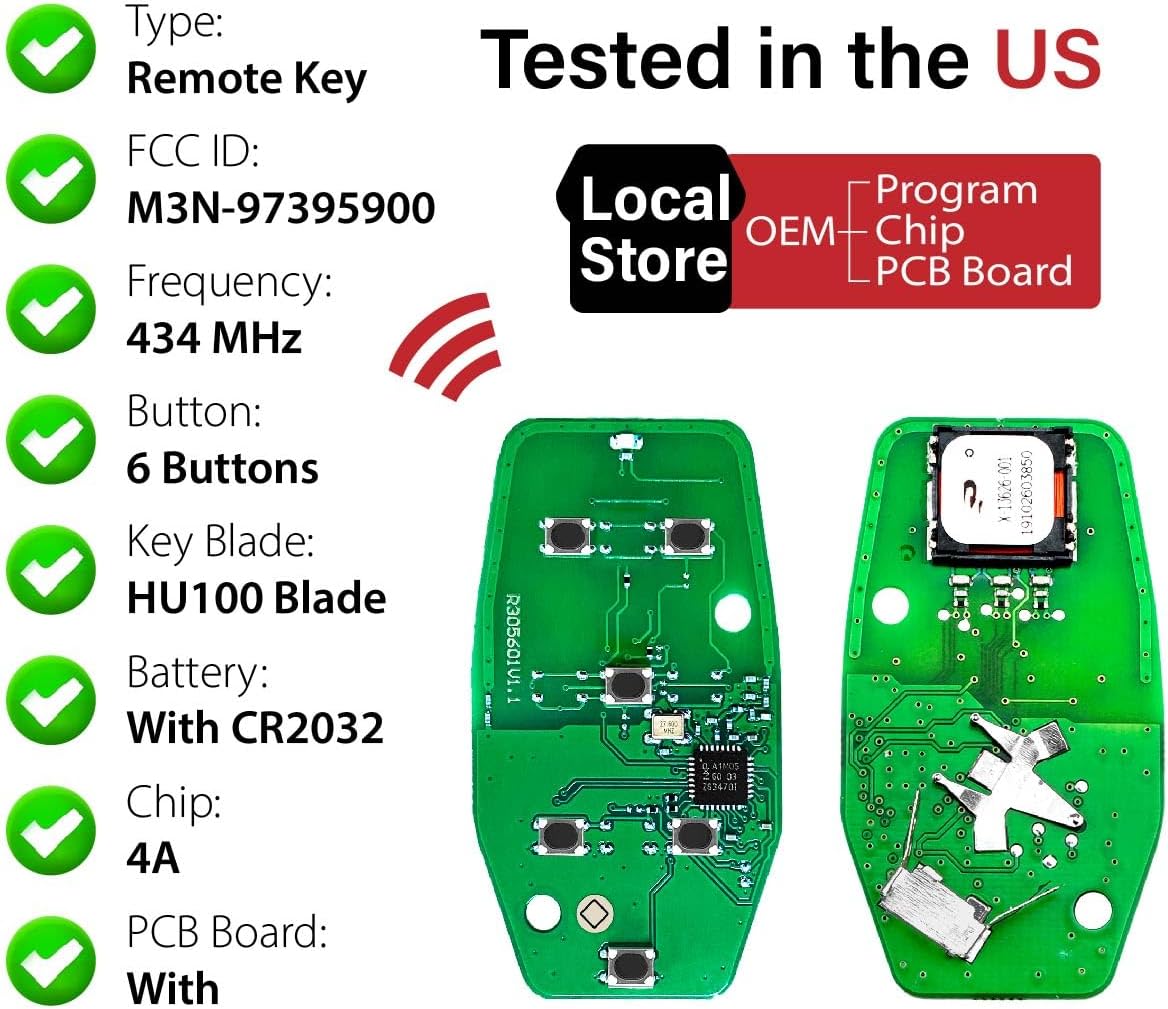 Replacement for 2021 2022 2023 2024 Chrysler Pacifica Voyager Key Fob Remote Control M3N-97395900 6 Buttons 434MHz - Image 4