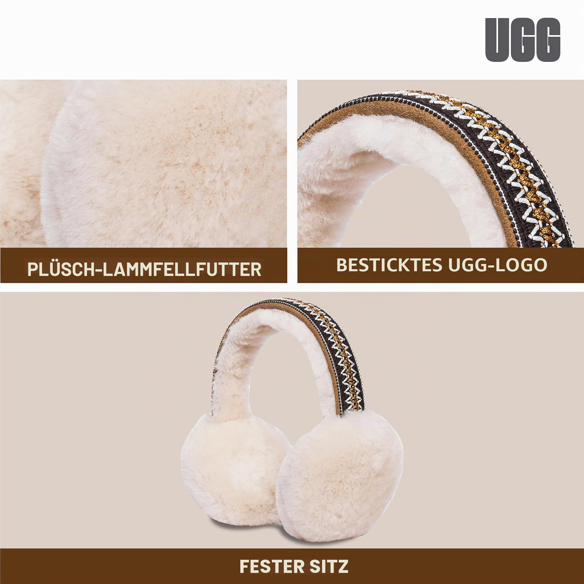 UGG EARMUFF UGG Women's Sheepskin Tasman Earmuff, Chestnut, One Size
