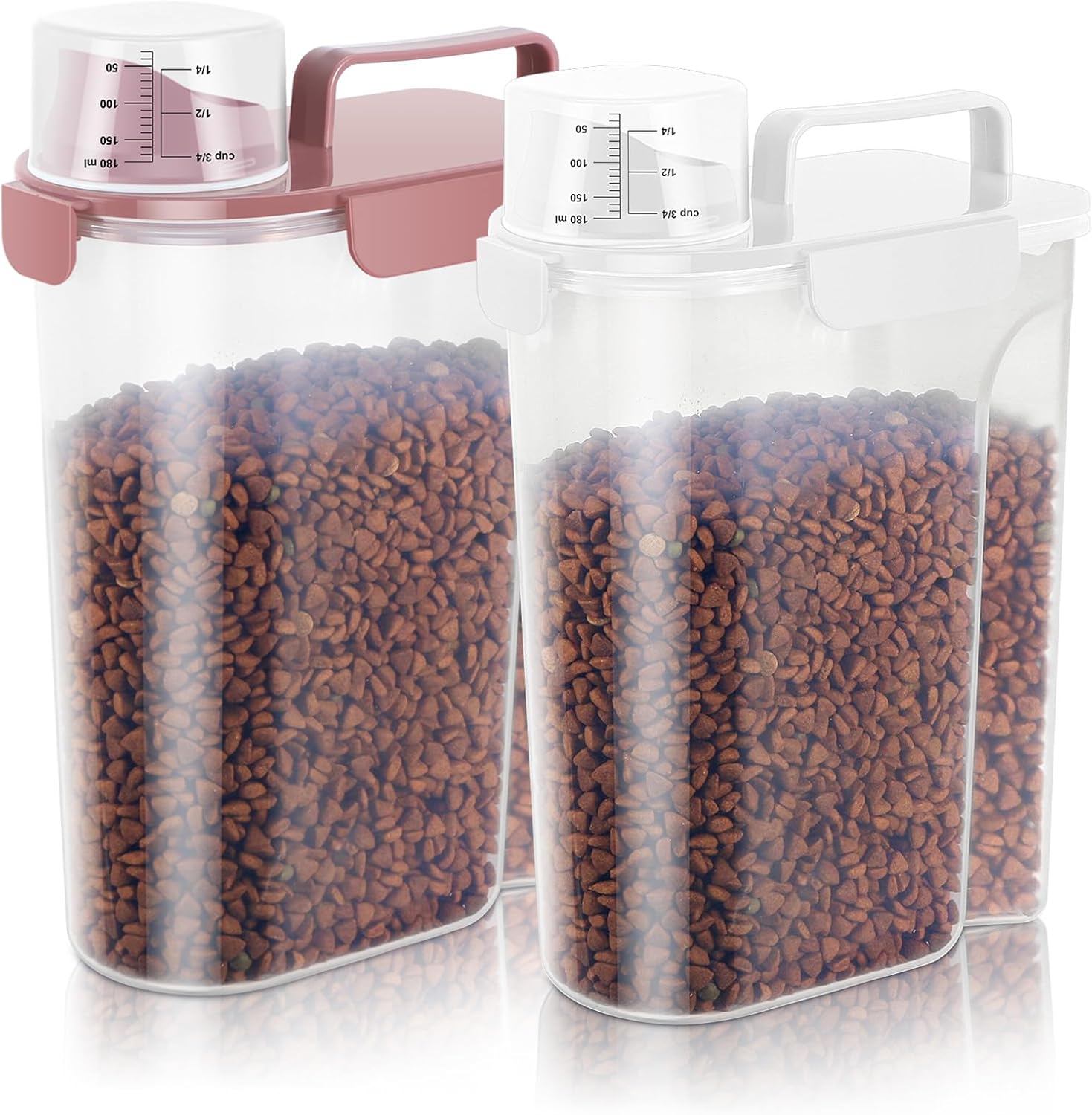 Airtight Pet Storage Container For Cat Dog Bird Food and Keep Fresh, Translucent Body, Upgraded Large Nozzle for Easy Pouring With Handle Design Easy to Carry When Going Out 5-7Lbs