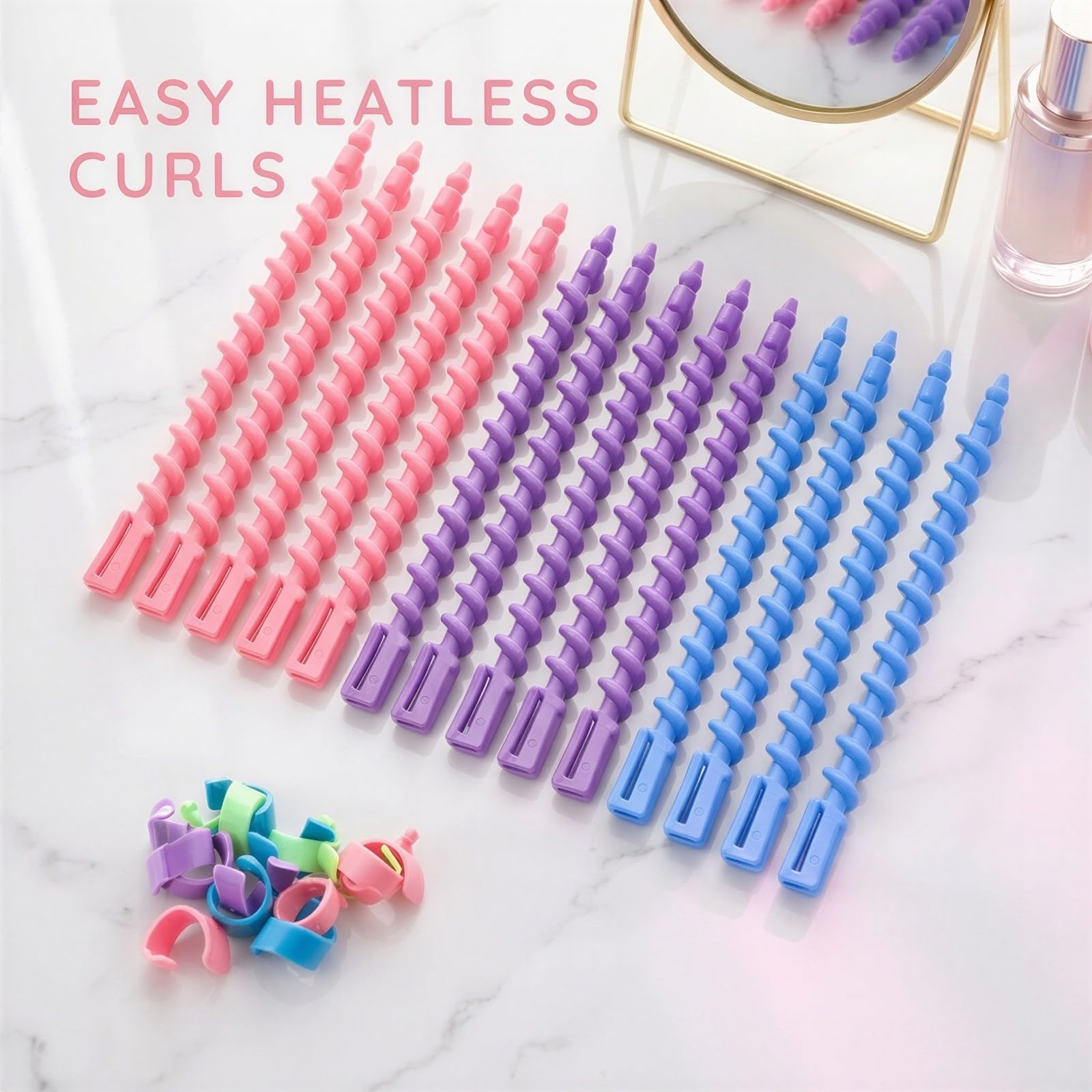 100 Stk. Spiral Dauerwellenwickler, hitzefreie Lockenwickler für langes Haar, Kunststoffmaterial, Styling Wickler für individuelle Frisuren, zufällige Farben