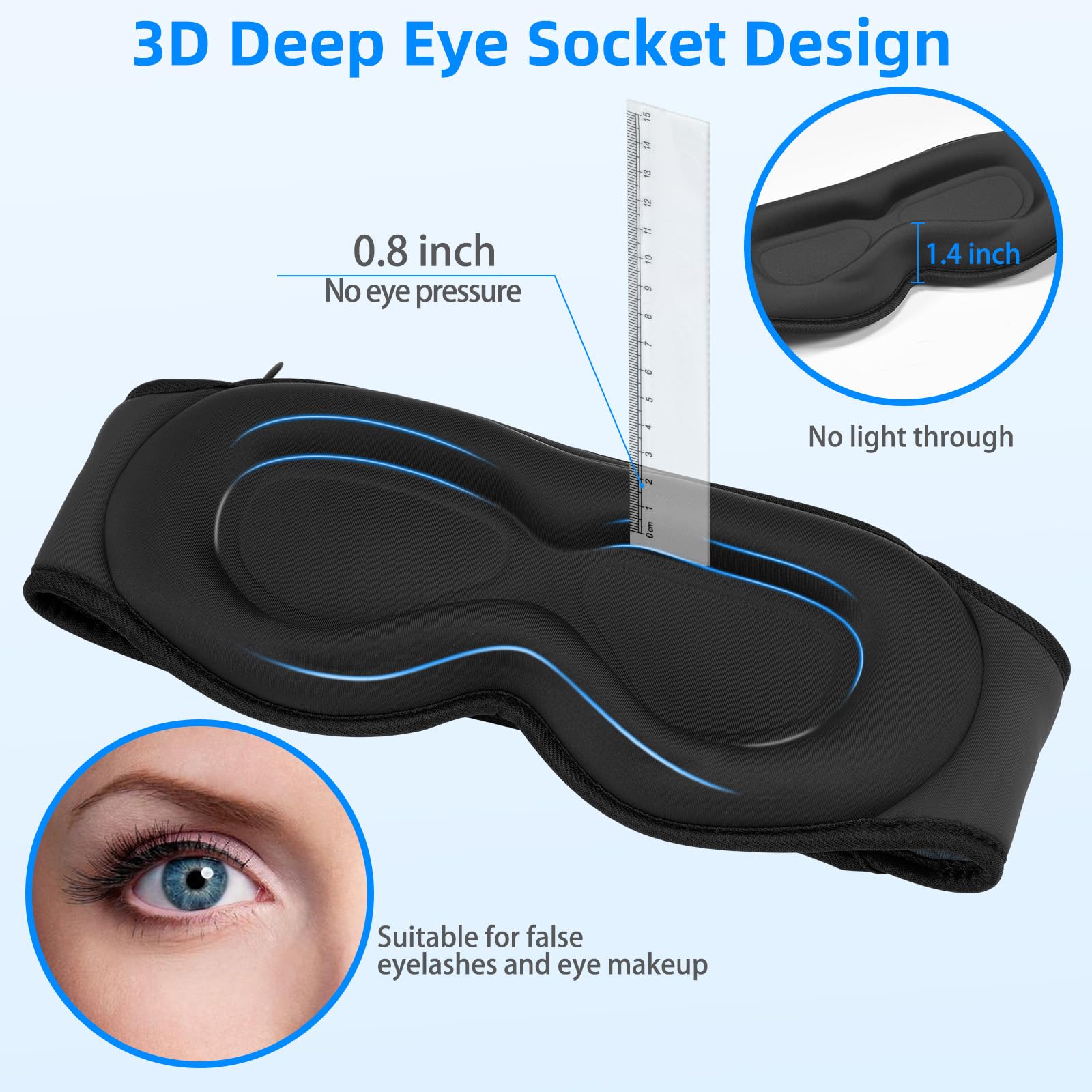 Máscara de ojos para dormir con auriculares, máscara inalámbrica Bluetooth 5.4 para hombres y mujeres, auriculares para dormir de lado, regalos geniales