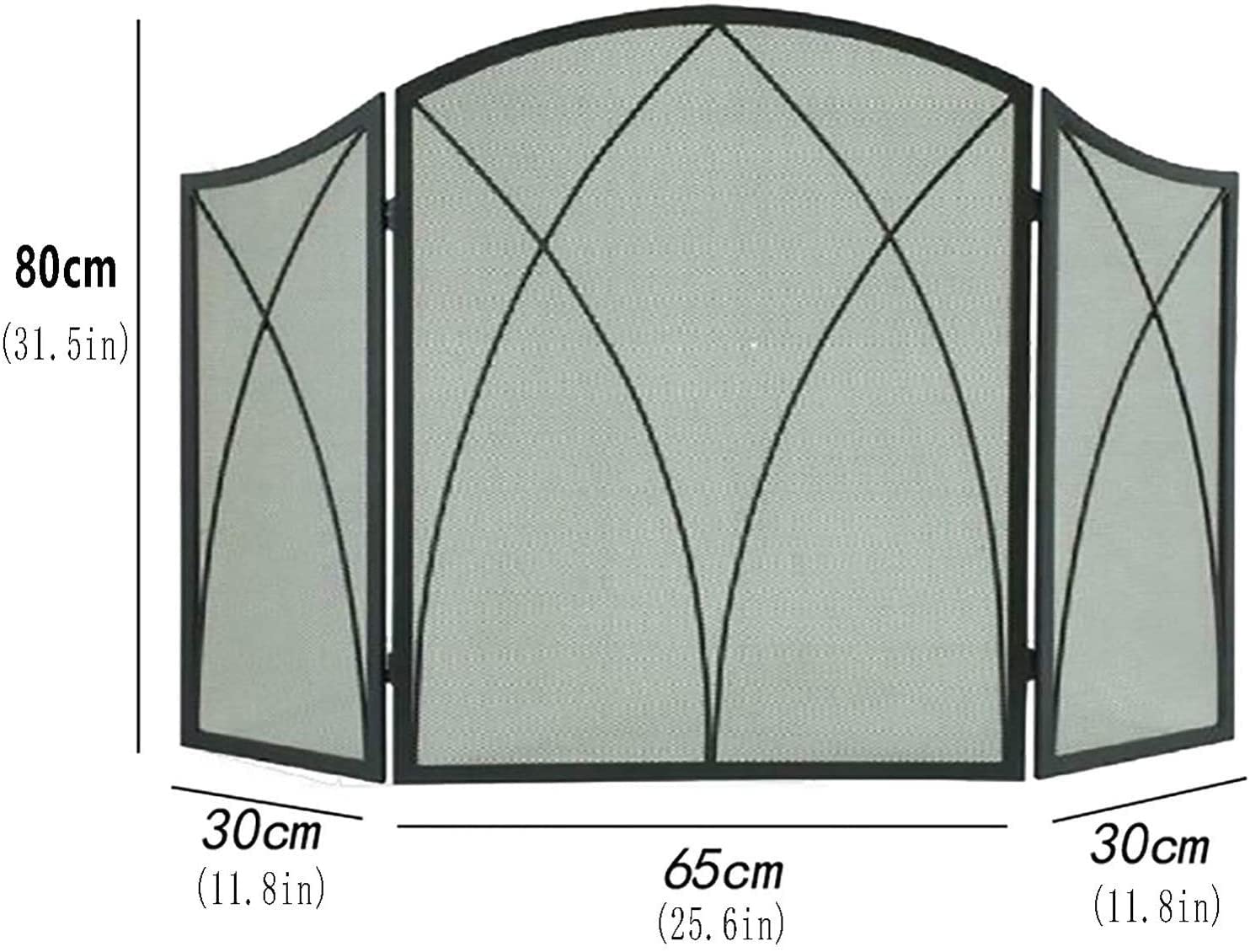 Schermi per camini Decorativi, 3 Pannelli Pieghevoli per Esterni in Metallo Decorativo in Rete Solida in Ferro battuto per camini a Legna e Carbone, stufe, Griglie