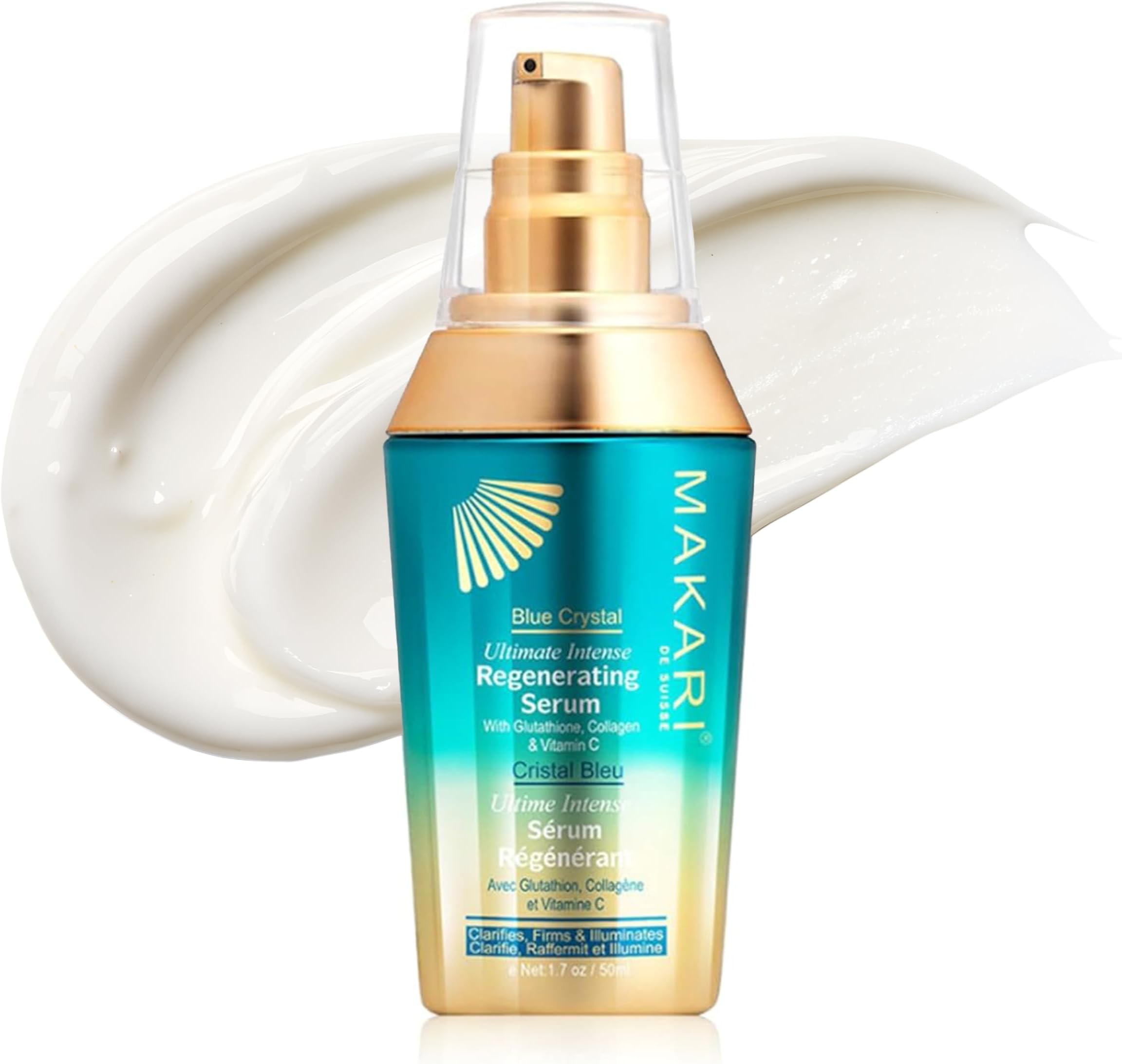 Makari Ultimate Intense Blue Crystal Regenerating Serum 50 ml | Anti-Aging Serum for Face and Body | Hydrating Skin Brightening Serum | Skin Care Product with Glutathione, Collagen, and Vitamin C