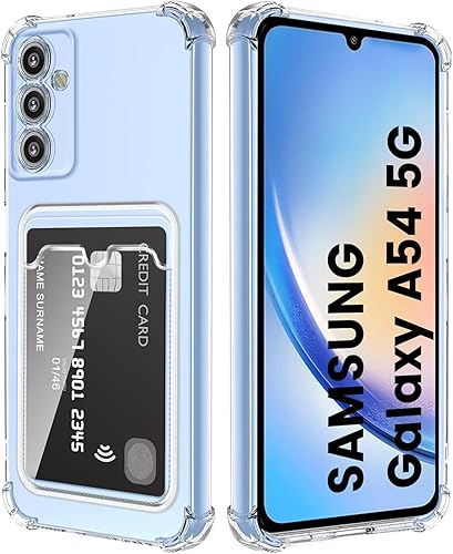Compatible with Samsung Galaxy A54 Case with Card Holder, Clear Card Slot case, Ultra-Thin, Soft, Shockproof, Credit Card Protective Cover