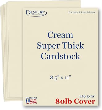 Heavyweight Natural Cream Cardstock 8.5" x 11" - 250 Sheets 80lb Cover 216 GSM Thick Ivory Paper for Printing, Printable Beige Cardstock for Invitations Wedding Stationery Greeting Cards Crafts