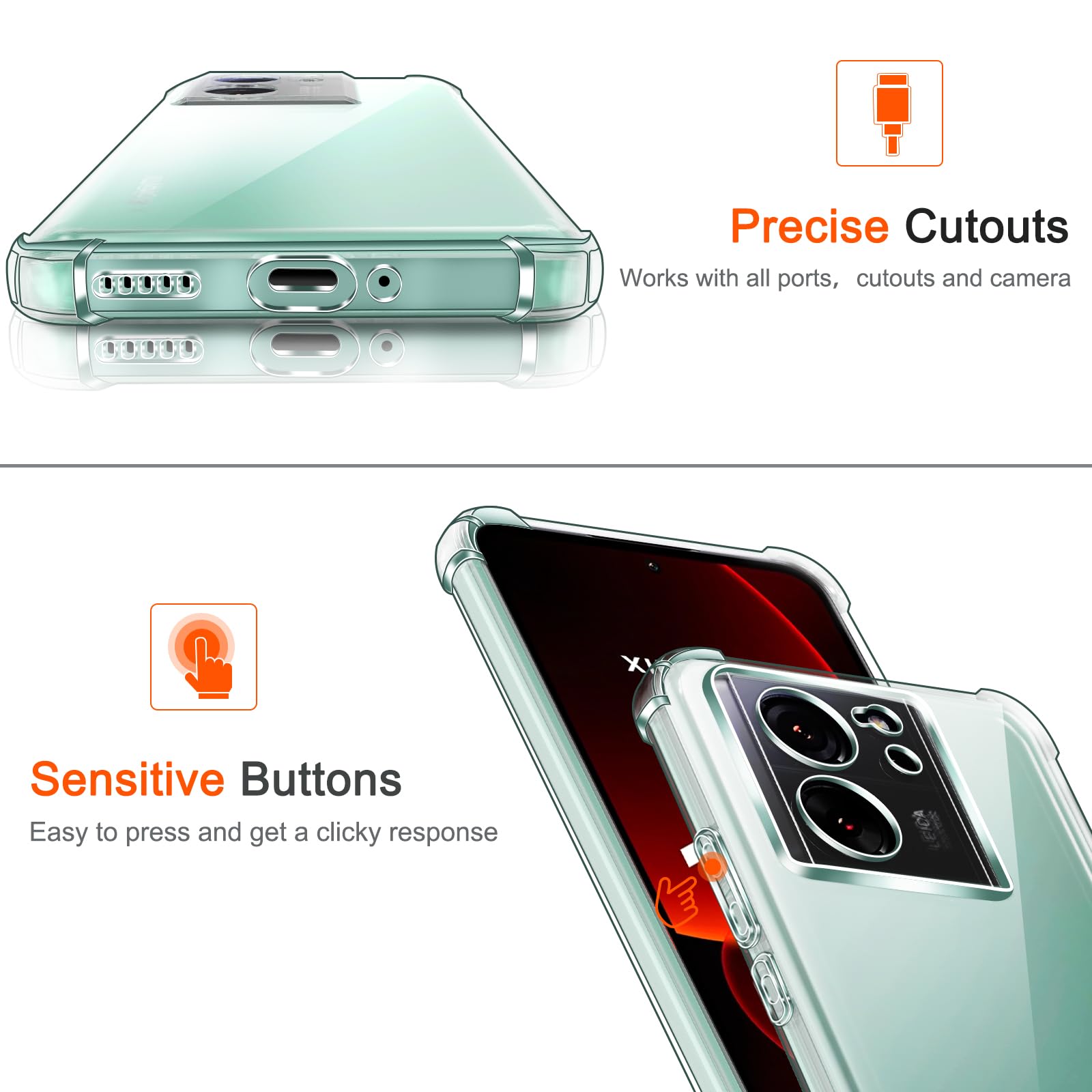Ivoler Handyhülle Für Xiaomi 13T / 13T Pro – Transparent, Stoßfest, Mit 2 Panzerglasfolien – Militärischer Schutz