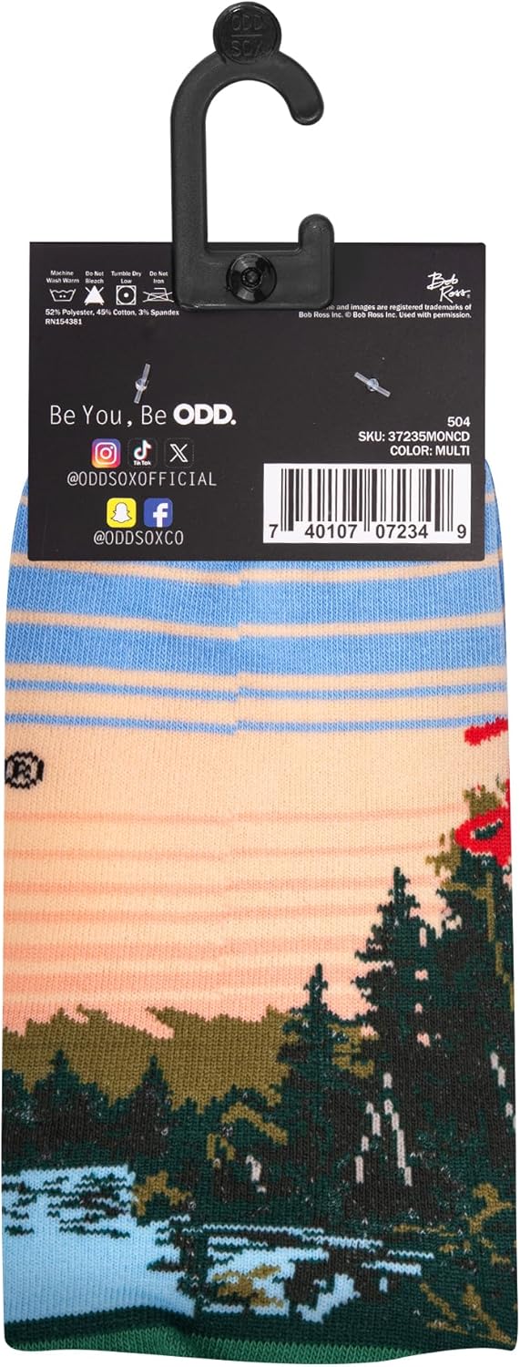 Odd Sox, Men's Funny Designer Novelty Socks, Bob Ross Sunset Crew, Large Adult - Image 6