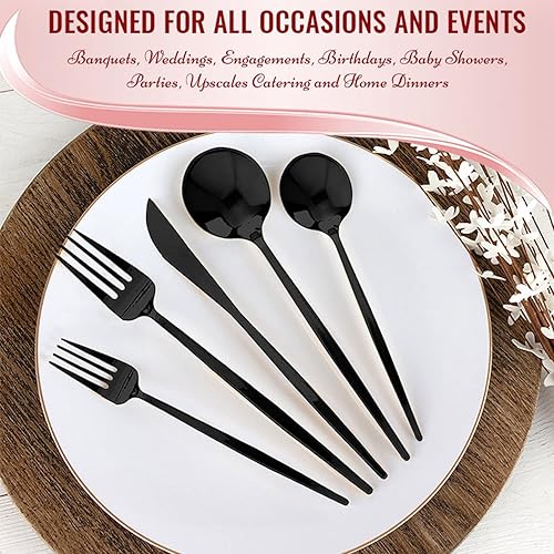 Miniatura 4 de Cucharas de postre de plástico negro sólido, paquete de 480, cucharas desechables de 7 pulgadas para fiestas y eventos, sin BPA, cucharas duraderas