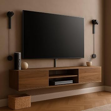 70 Inch Floating TV Stand Wall Mounted Entertainment Center - Durable & Modern Walnut