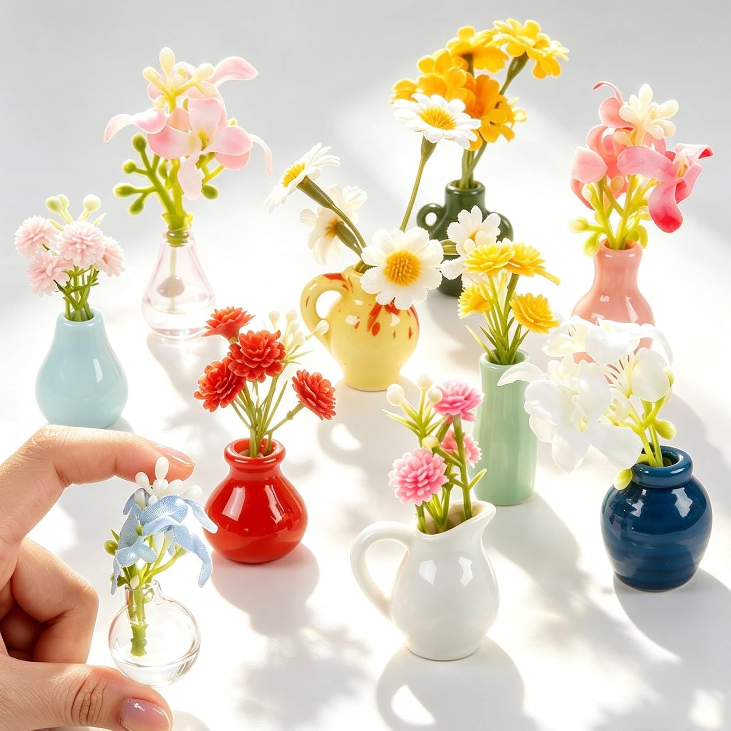 10 Packs Mini Vase Fridge Magnets Ceramic Magnets for Fridge Locker Decor image 4