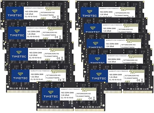 Timetec 160GB KIT (10x16GB) DDR4 2666MHz (PC4-2666V) PC4-21300 SODIMM Laptop RAM – 260-Pin 1.2V CL19 Non-ECC Unbuffered Memory Module for Laptop, Notebook, Mini PC, All-in-One