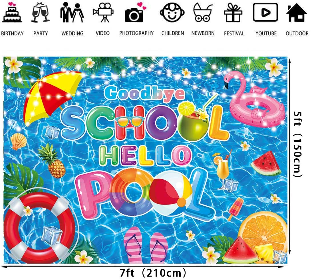 Party-Hintergrund "Last Day Of School" - 1,8x1,2 M, Tropisches Design Für Sommer-Anfang