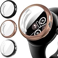 Vista 9 de Suoman Paquete de 3 fundas protectoras de pantalla para Google Pixel Watch 3/2/1 de 1.614 in, [antiarañazos], cubierta protectora completa de TPU