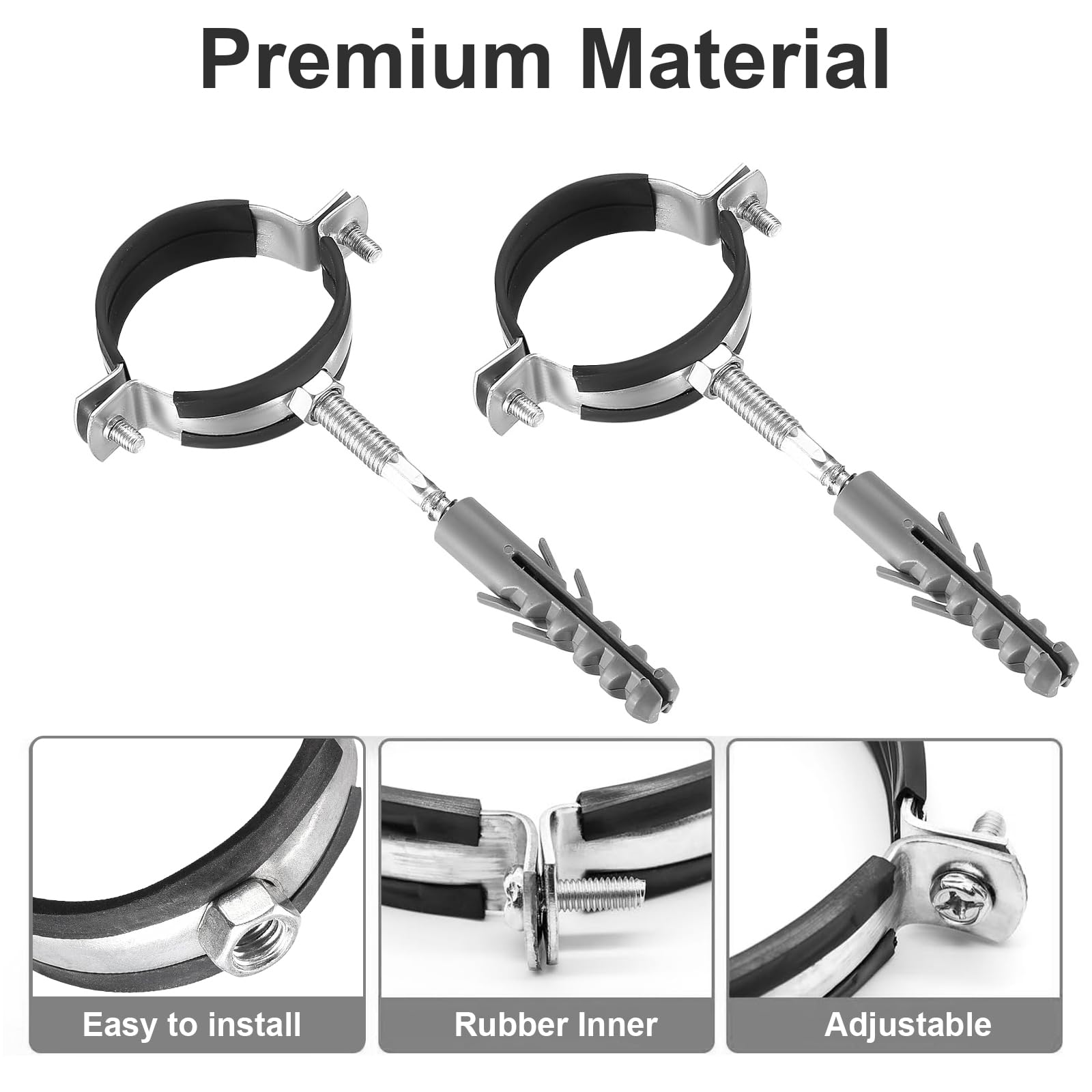 ULROAD Klemklemmen DN50, Made in Germany, waterbuis 50 mm klemmen, klemmen, 10 stuks, buisklem, clipklem, afzuigsysteem, accessoires, 50 mm
