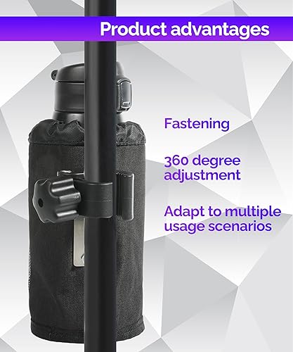 Miniatura 5 de RACOONA Soporte para botella de agua de bicicleta, portavasos de motocicleta con clip de cocodrilo, soporte para botella de agua ATV, tela Oxford