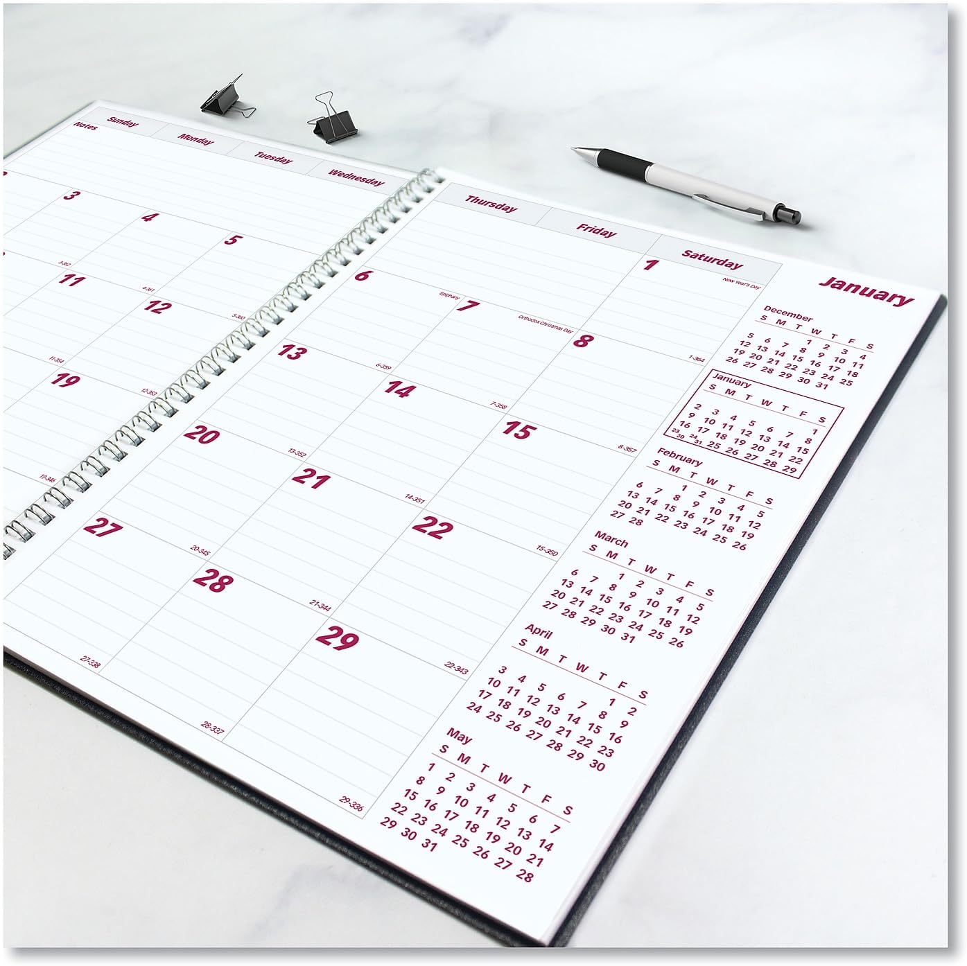Brownline 2024 DuraFlex Monthly Planner, 14 Months, December 2023 to January 2025, Twin-Wire Binding, 11" x 8.5", Black (CB1262V.BLK-24)