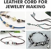 Vista 6 de Cordón de cuero para hacer joyas, cordón redondo de 2 mm, cuerda de 27 yardas utilizada para manualidades, cuerda para collar, trenzado - Negro