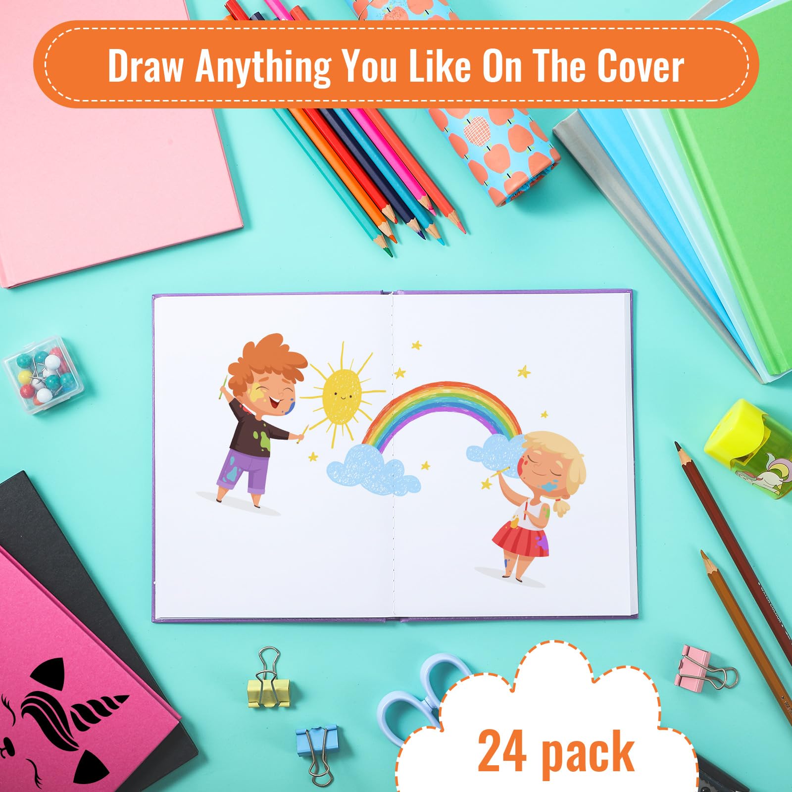 Ireer 24 quaderni colorati con copertina rigida, 12,7 x 12,7 cm, per bambini, per scrivere storie, diari, schizzi, scrittura, fai da te, 72 pagine (colori misti)