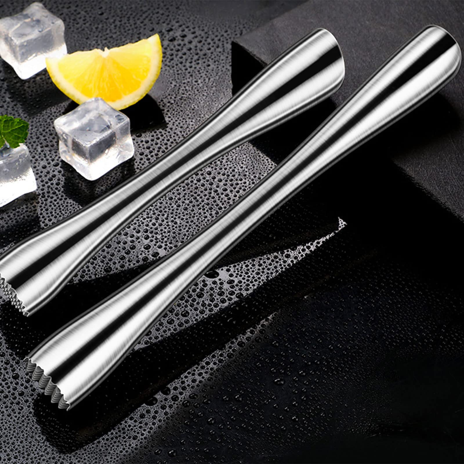 hokojix Stainless Steel Cocktail Drinks Muddler with Grooved for Head Fruit Crusher Lemon Hammer Bartender Tool Easy to